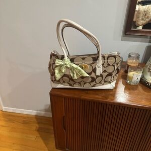 Coach Tan and brown Coach Bag with original scarf